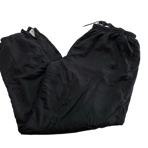 VTG 90s Nike Windbreaker Pants Black Lined size XL Ankle Zip Streetwear - Picture 1 of 11